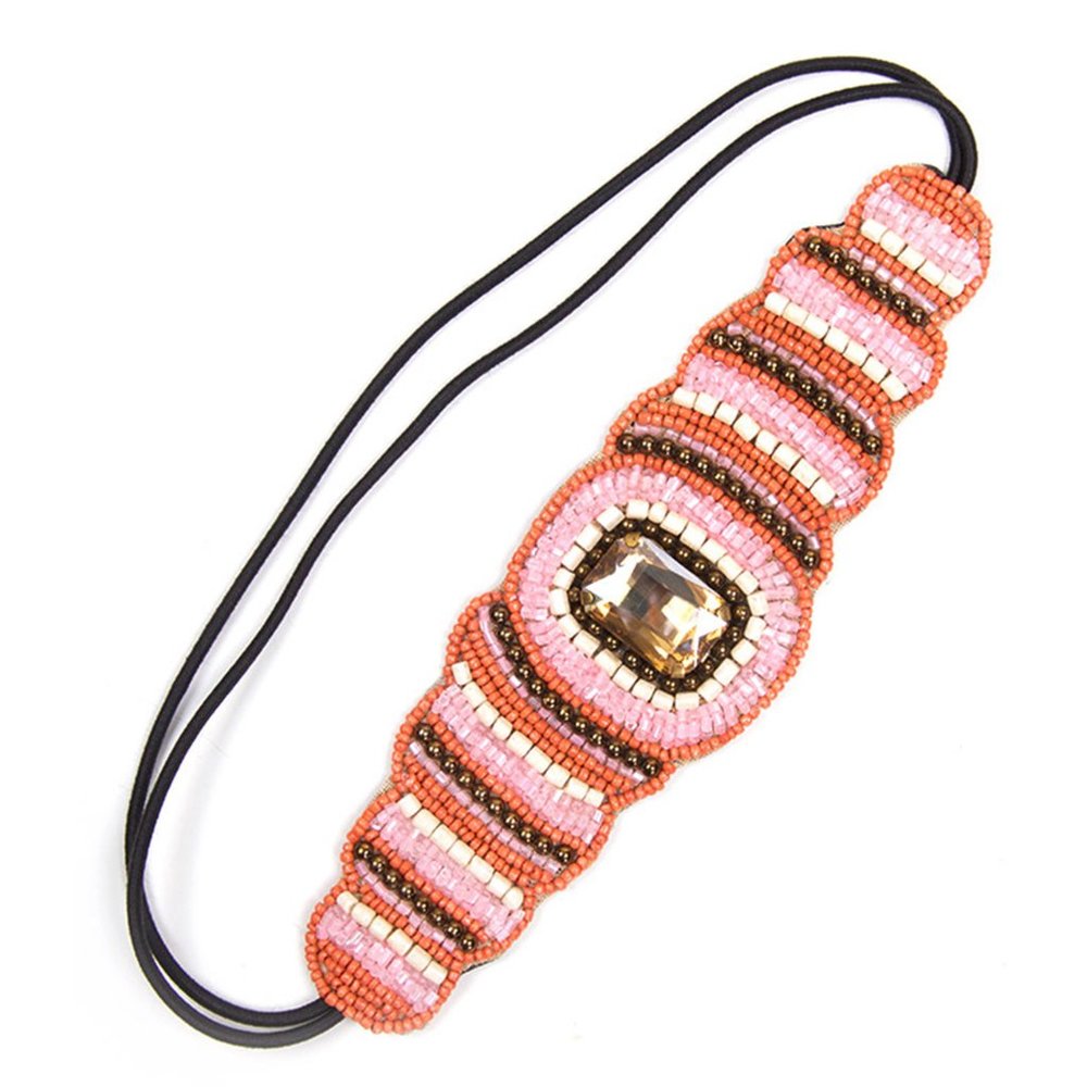 Bead Headband With Center Stone Point